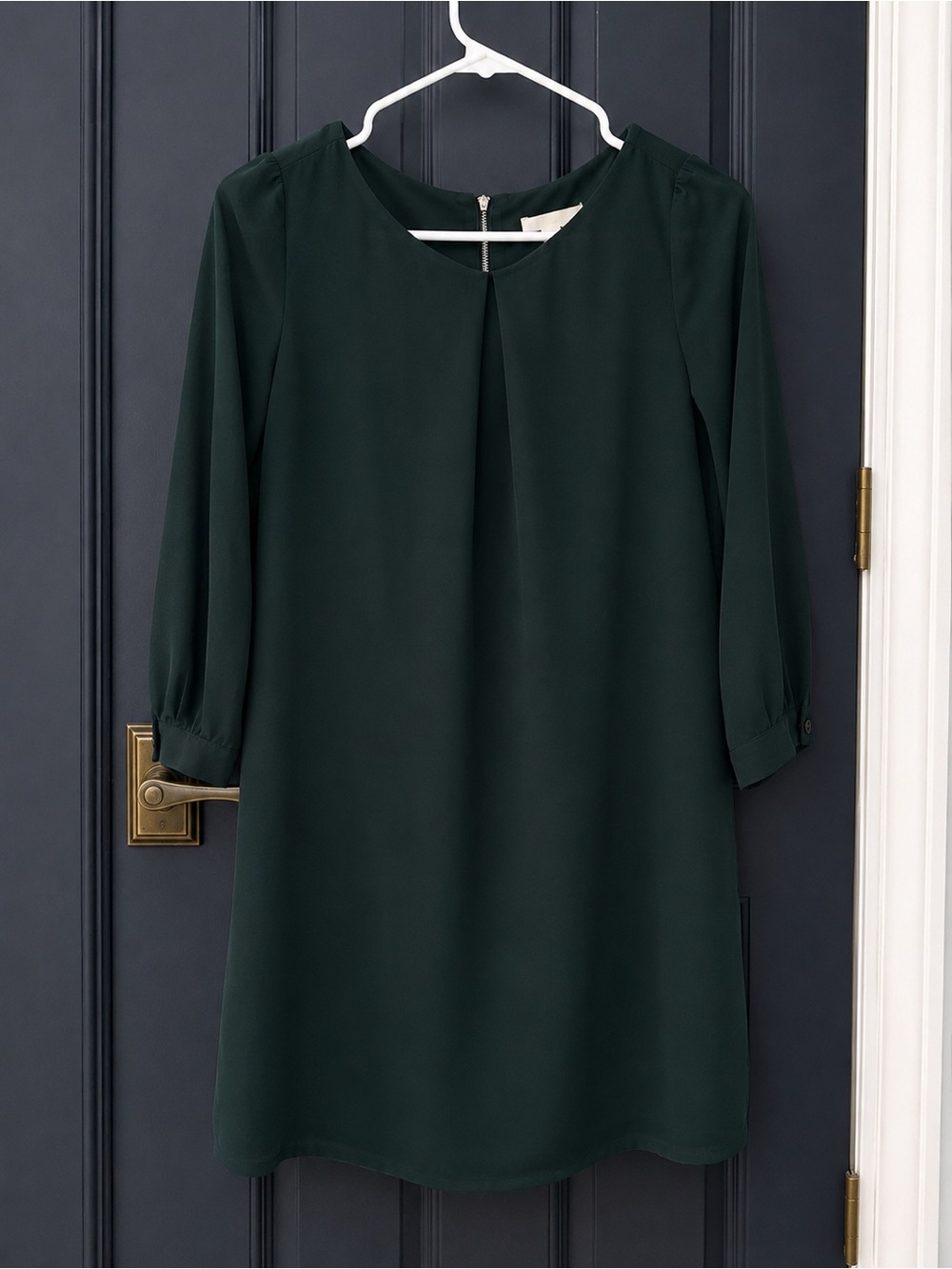 H&M Dark Green Long Sleeve Shift Dress